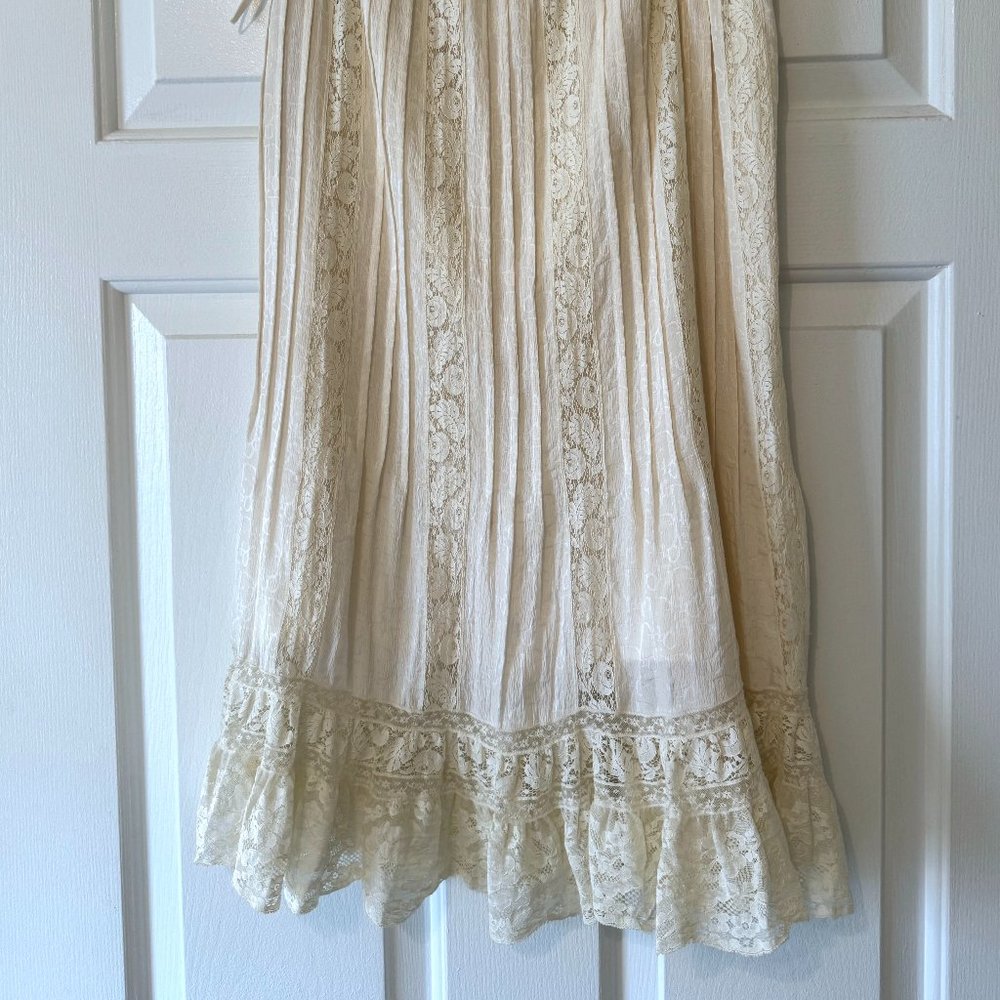 Vtg Christian Dior by Galliano RTW 2004 silk logo lace midi prairie skirt NWOT
